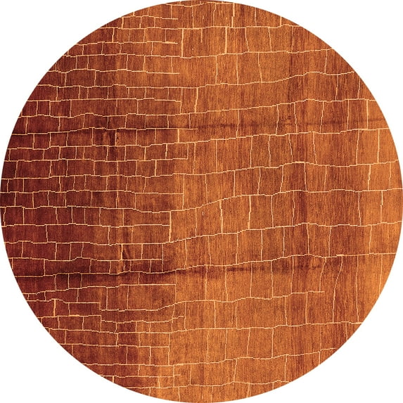 Ahgly Company Indoor Round Solid Orange Modern Area Rugs, 6' Round