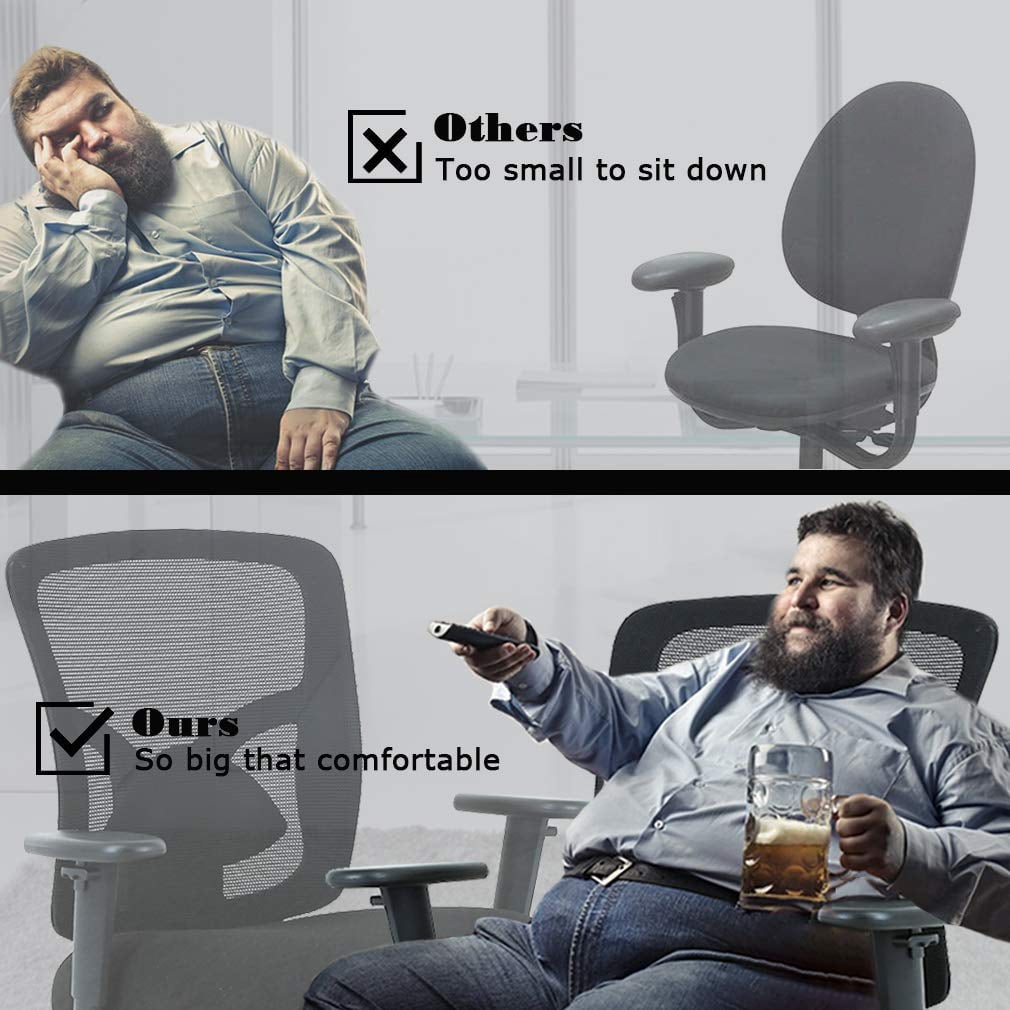 Mesh Desk Chairs Big and Tall Office Chair Ergonomic Computer Chair Heavy Duty 400 lbs Task Chair with Wheels and Adjustable Arms, Black