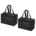 thumbnail image 1 of Unique Bargains Sacs d'Épicerie Réutilisables Isolés Pliables 11'x5.5'x6.7' pour Livraison de Nourriture avec Fermeture Éclair, Noir 2 Unités, 1 of 6