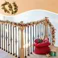 thumbnail image 2 of 70.87 Inch Christmas Garland with Lights, Red and Gold Fireplace Mantel Decoration with Flowers, Bows, Ornaments, Artificial Leaves, Holiday Door & Window Décor, 2 of 5