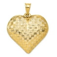 thumbnail image 1 of 14K Yellow Gold Charm Pendant Polished Basket Weave Pattern 3-D Heart, 1 of 4