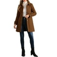 thumbnail image 2 of INSPIRE CHIC Women's Peter Pan Collar Winter Outwear Trench Pea Coats S Dark Brown, 2 of 6