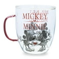 thumbnail image 3 of Silver Buffalo Disney Mickey and Minnie Kiss and Heart Hands Glitter Handle Glass Mug, 14 Ounces, 3 of 7