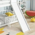 thumbnail image 6 of Euroco Twin over Twin Bunk Bed with Slide, Convertible Lower Bed with Guardrails for Kids Teens, White, 6 of 11