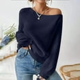 thumbnail image 7 of UAMVSH Off the Shoulder Sweaters for Women Trendy Going Out Party Tops Fall Ribbed Knitted Lantern Long Sleeve Pullover Sweaters(Small,Blue), 7 of 7