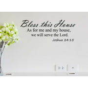 Bless This House as for me and My House 23 x 9 Religious Wall Quote Vinyl Decal Entry Sticker Corinthians Calligraphy Art Decor Motivational Inspirational Decorative Lettering