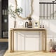 thumbnail image 4 of Costway 120 CM Mesa Consola Dorada, Mesa Moderna con Superficie de Mármol Artificial Blanco, Estructura de Metal Geométrica, Mesa de Acento con Kit Antivuelco para la Entrada, Sala de Estar, y Pasillo, 4 of 5