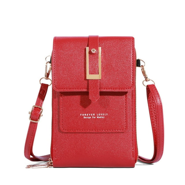Xihbxyly Monedero para Teléfono con Pantalla Táctil, Minibolso Cruzado de Cuero, Diseño de Ventana Transparente, Cómoda Correa para El Hombro, Ligero y Compacto, Ideal para Viajes, Compras, Regalos p