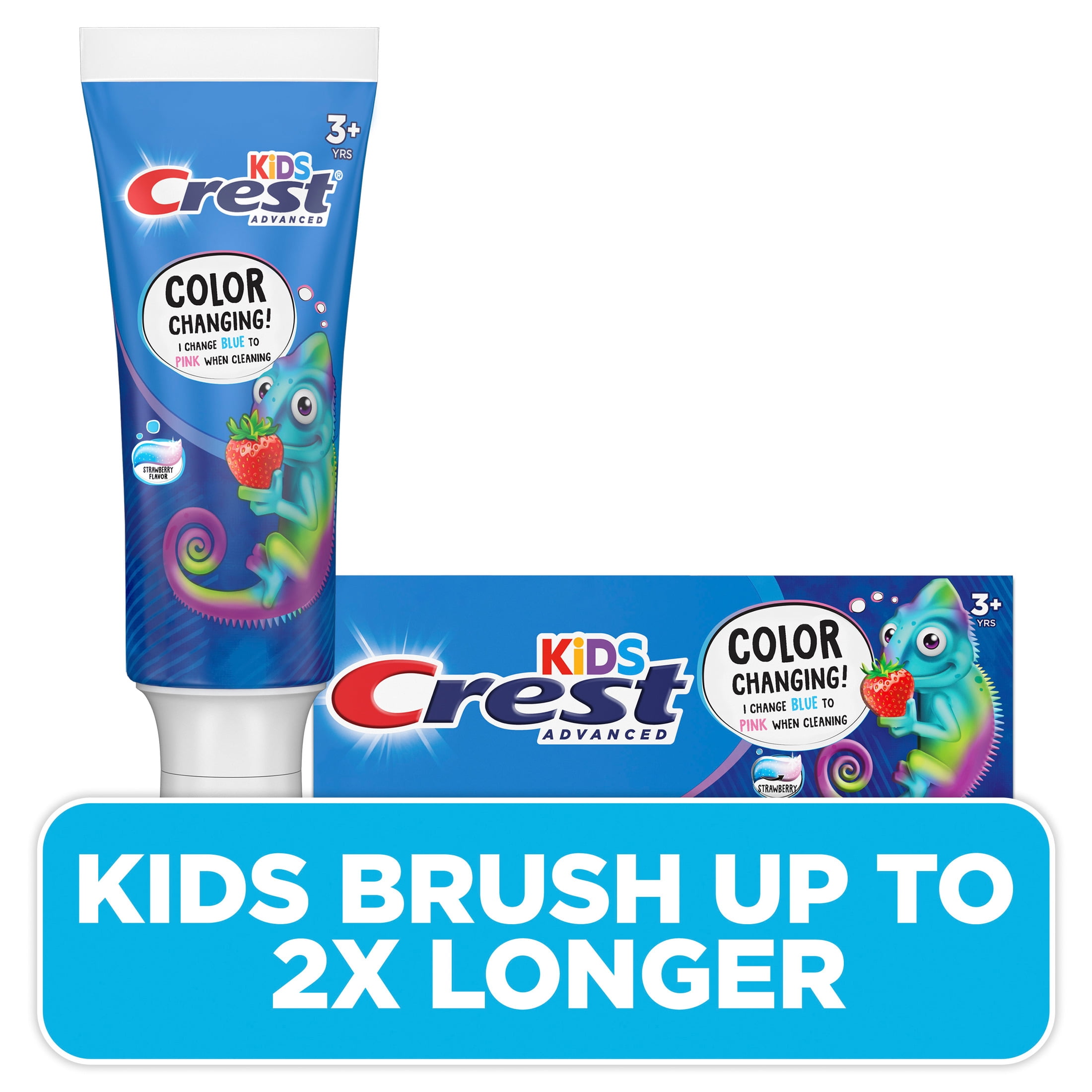 (3 pack) Crest Toothpaste, Advanced Kid's Fluoride Toothpaste, Strawberry Flavor, 4.2 oz, Ages 3+