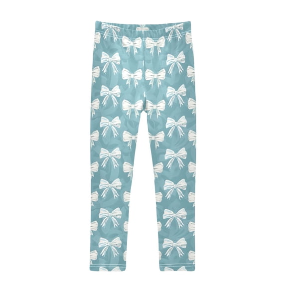 joogoo Girls' Leggings Turquoise Bows Yoga Pants 6T