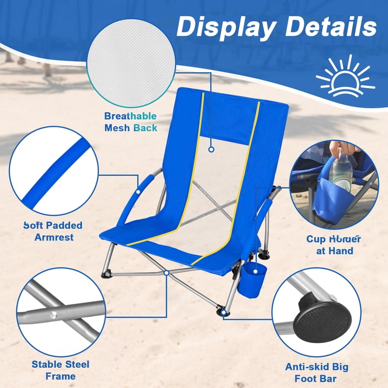 SUNSPIRE Beach Chair for Adults Low Back Portable Folding Camping