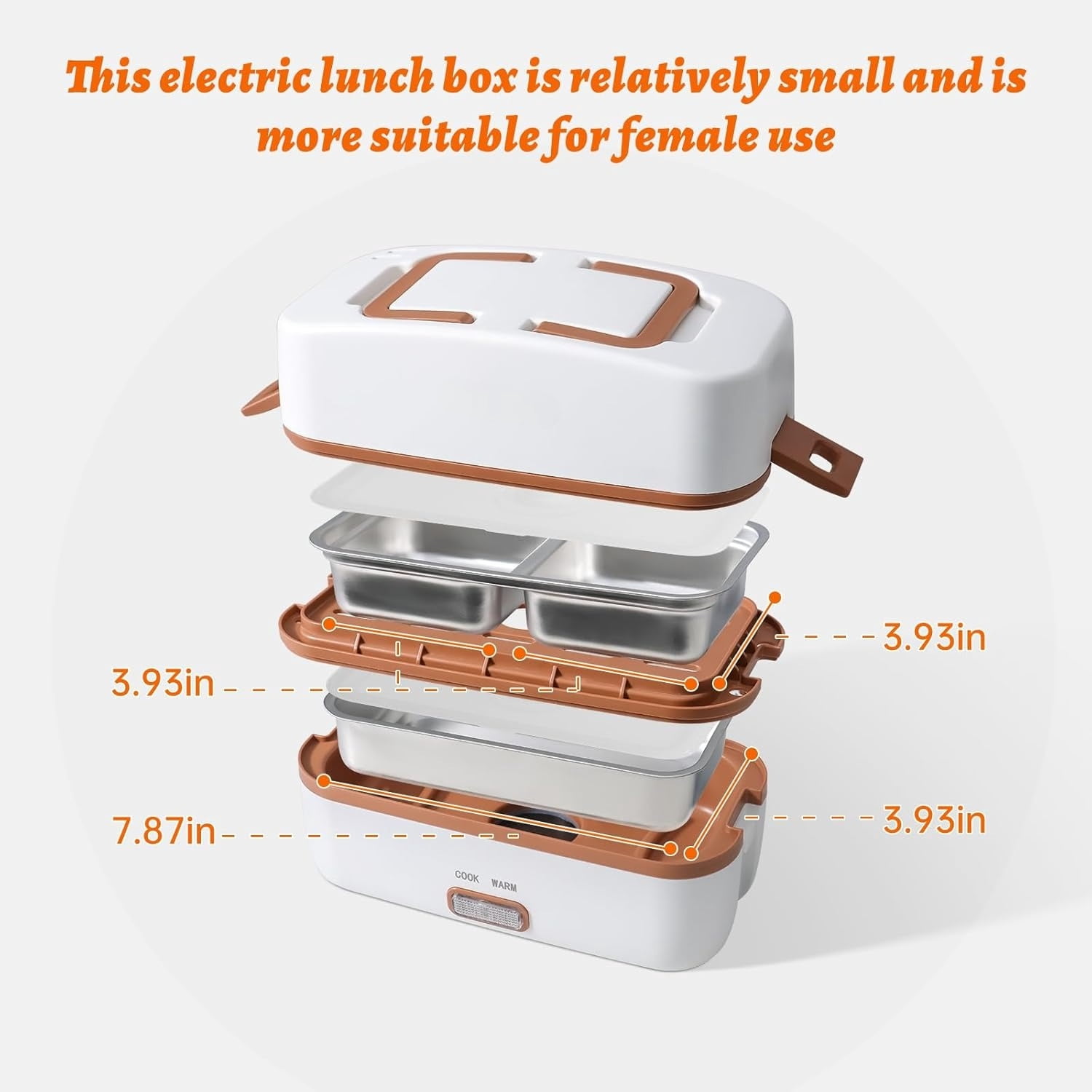 Electric Lunch Box Food Heater, Heating/Cooking/Keep Warm Food Containers for Work Outdoor, Portable 1000mL Standard Capacity, 270W 304 Stainless Steel