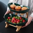 thumbnail image 3 of Plato De Fruta Cuenco Para Servir Servidor De Alimentos Soporte De Exhibición Estante Para Dulces 2 Niveles Verde Sunnimix bandeja escalonada, 3 of 8