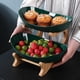 thumbnail image 3 of Plato de frutas con soporte de madera, estantes para pasteles, expositor, organizador, servidor de alimentos 2 niveles verde, 3 of 9