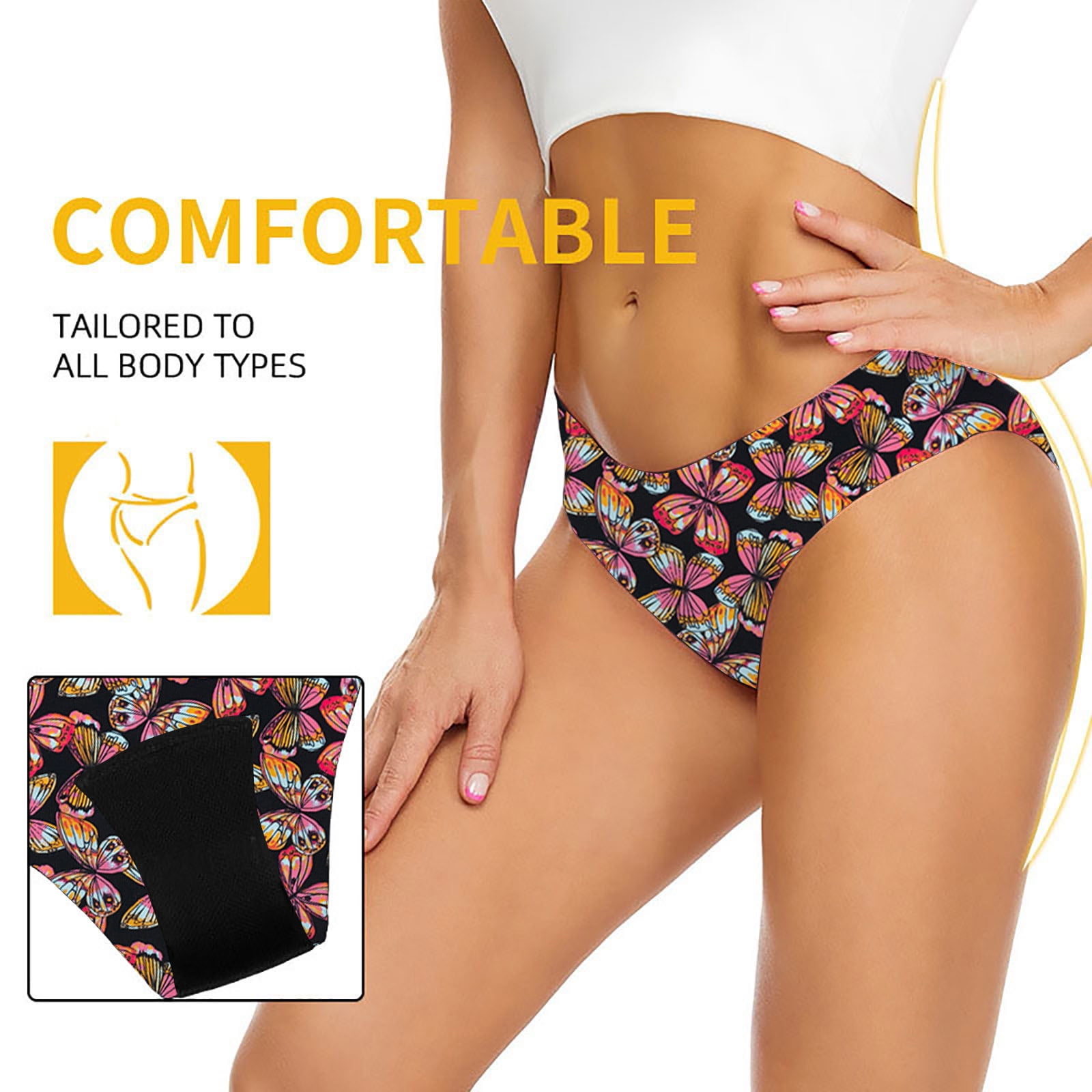 KDDYLITQ Women's Period Swimwear Floral Menstrual Leakproof Bikini Bottoms Low Waisted