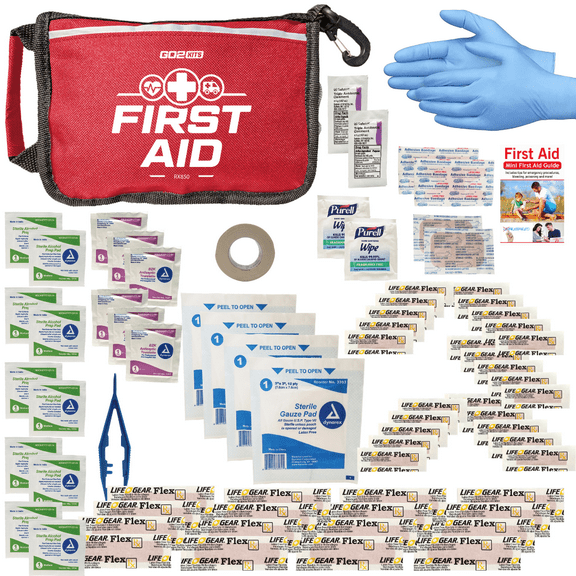 Go2Kits 1-PACK First Aid Kit 80 Pc Featuring Assorted Bandages, Wipes and First Aid Basics in Compact Fabric Kit for Home, Office & Travel (1 Pack)