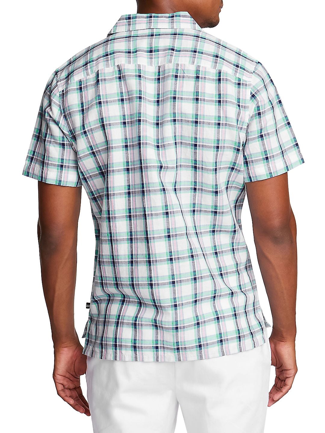 Nautica Mens Short Sleeve Large Plaid Button Down Shirt