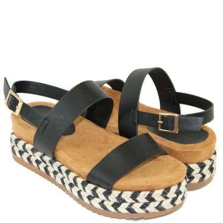 

Women Espadrilles Med Heels Wedge White Black Slingback Sandals