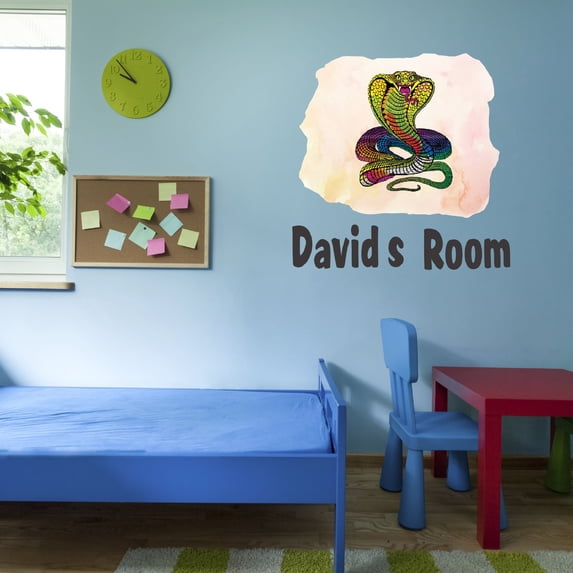 Animal Watercolor Custom Name Wall Decals for Kids Room - Wild Reptile Animal Personalized Name Reptile Animal Personalized Bedroom Wall Sticker Water Color Style - Size: 30 In x 30 In