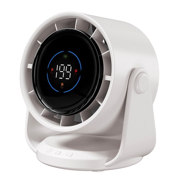 Ventiladores USB Personal La Ventilador Escritorio Ultra Tranquilo Montados en Pared Pantalla Digital Recargable () Blanco