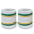 thumbnail image 2 of COUVER 4 Inch Striped Terry Cotton Athletic Sweat Wristbands White Green Golden Yellow 2 Pairs (Mens), 2 of 8