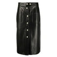 thumbnail image 3 of UFOUND Women Pu Leather Midi Skirt High Waist Button Down Straight Skirts Classic, 3 of 3