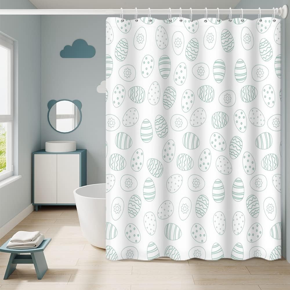 Sonernt Happy Easter Shower Curtains Easter Eggs Pattern Print Design