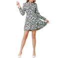 thumbnail image 5 of Allegra K Women's Ruffled Collar Long Sleeve Elastic Waist Ruffle Hem Floral Dress, 5 of 6