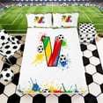 thumbnail image 3 of Erosebridal Splash Soccer Letter V Queen Sheet Sets, Sport Bed Set for Boys and Girls, 4 Pieces, 1 Flat Sheet, 1 Fitted Sheet and 2 Pillowcases, 3 of 6
