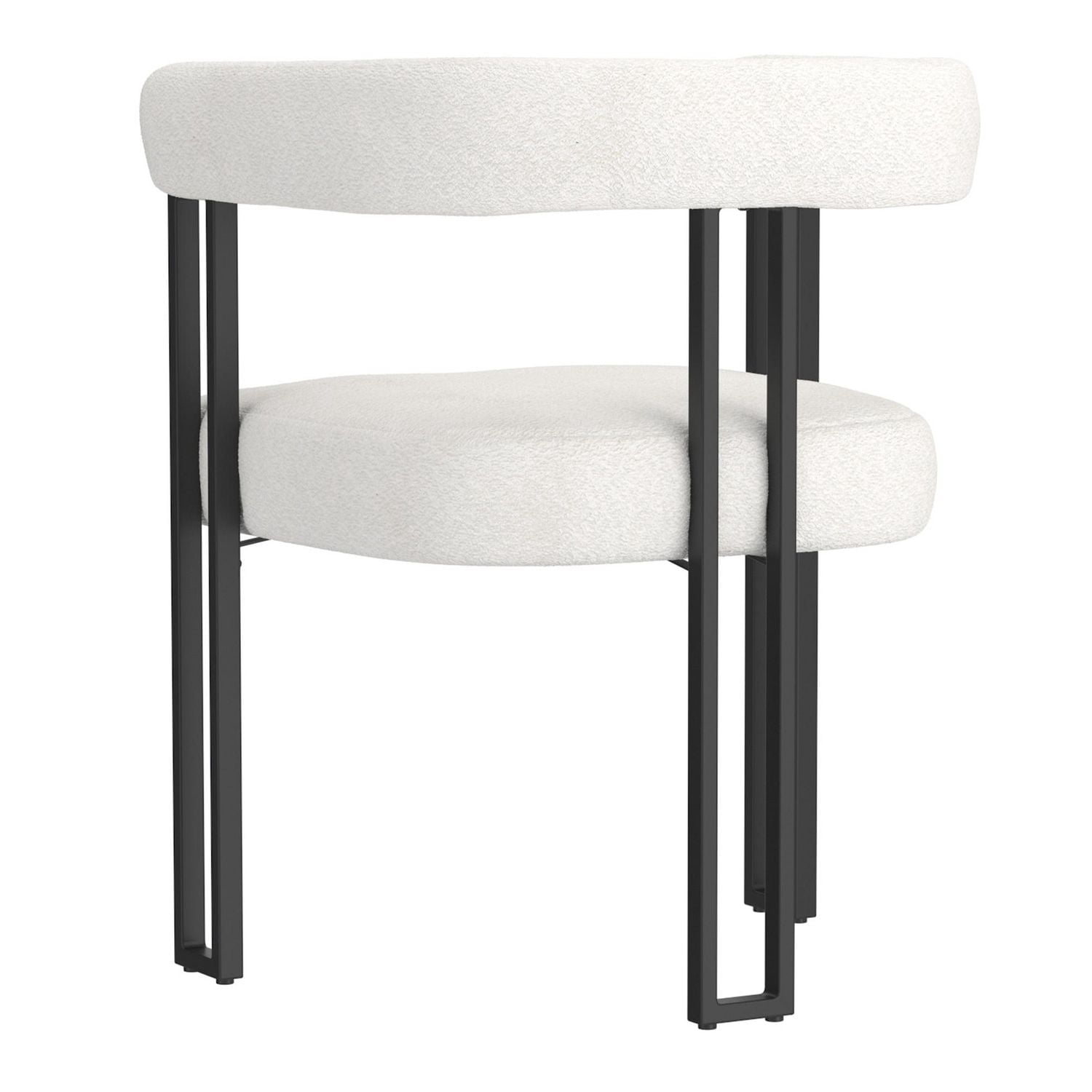 Contemporaine Tissu Bouclé Chaise, Jeu de 2 - Ivoire et Noir