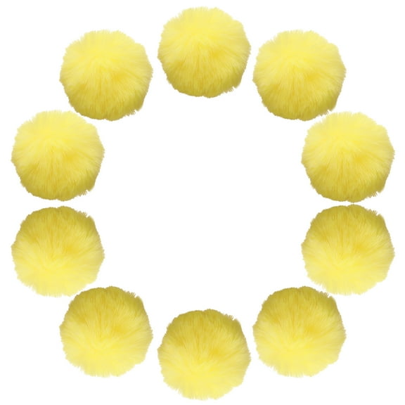 Uxcell 2.8 Inch Faux Fur Pom Pom Balls, 10 Pcs Yellow Faux Fur Pom Poms for Hats with Elastic Loop for DIY Knitting Hats Keychain Scarves Gloves Bags Shoes