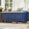 thumbnail image 3 of GZXS 44.1-Inch Shoe Bench with Lift Top Storage & Storage Drawers, Entryway Bench with Cushioned Seat, for Foyer, Bedroom, Living Room, Navy Blue, 3 of 8