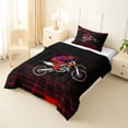 thumbnail image 2 of Manfei Motocross Sport Twin Comforter Sets, Neon Cube Bedding Set, Red and Purple, Reversible 2 Pieces, 1 Comforter and 1 Pillowcase, 2 of 6