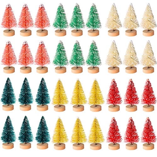 Miniárboles de Navidad artificiales Cholung, 48 unidades con adornos