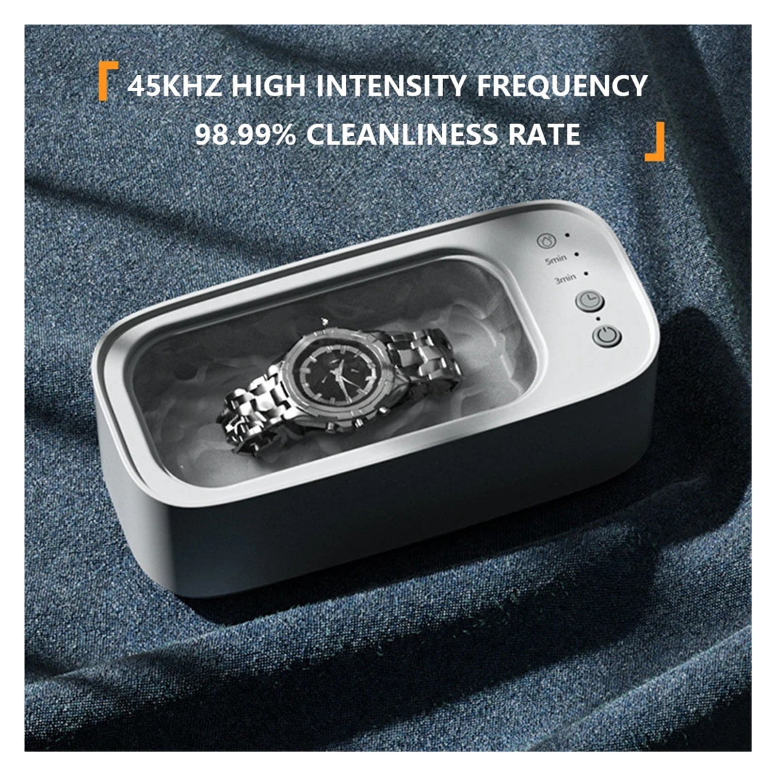 White Ultrasonic High-Frequency Vibration Cleaners Timing Cleaning Machine with 500ML Sink