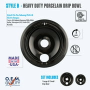 Range Kleen P139402XCD5 Style B Heavy Duty Black Porcelain Drip Pans, 2 Count