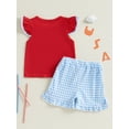thumbnail image 4 of BemeyourBBs Toddler Baby Boy Girl 4th of July Outfit Patriot Fourth of July Summer Independence Day Clothes American Flag Embroidery Short Sleeve T-Shirts with Shorts 2 Pcs Set, 4 of 6