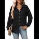 thumbnail image 3 of Camisas de Punto Gofre con Botones para Mujer, Chaqueta Informal de Larga, Blusas Estilo Boyfriend, Corte Holgado Negro S, 3 of 9