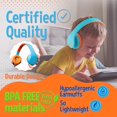 thumbnail image 3 of PowerLocus - Auriculares supraaurales para niños, inalámbricos Bluetooth para niños, con micrófono, volumen limitado de 85 dB, plegables con funda de transporte, cable de audio, modo micro SD para cla, 3 of 5