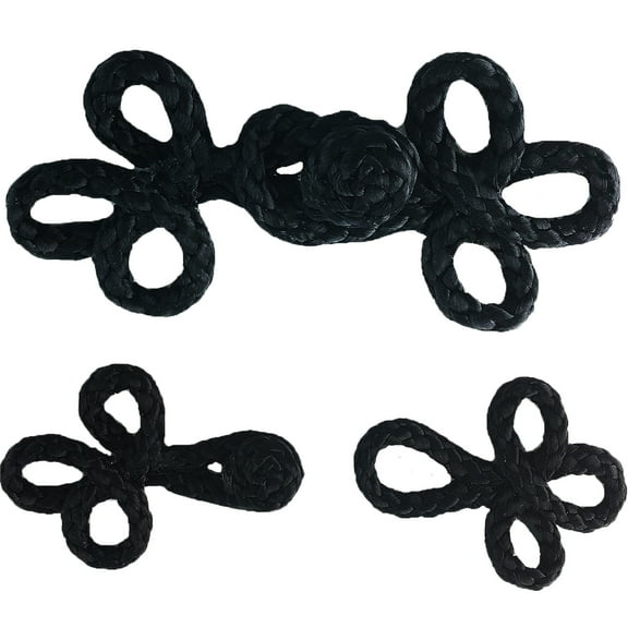 Black 3.25" Handmade Chinese Frogs Closure Button (3.25" Black)