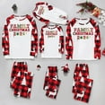thumbnail image 5 of Christmas Matching Family Pajamas Sets Christmas Letter Printed Long Sleeve Crewneck Shirts and Holiday Pjs Plaid Long Pants Suit Family Pajamas Set Parent-Child Wear(Mommy), 5 of 7