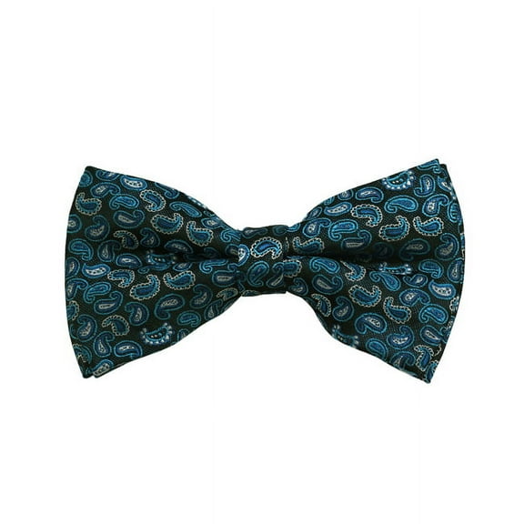 Turquoise, Oasis And Peacock Blue Paisley Woven Pre-Tied Bow Tie