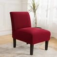 thumbnail image 6 of 2 Pack Armless Accent Chair Covers, Stretch Knitted Slipper Chair Couch Slipcover Furniture Protector, Wine Red, 6 of 9