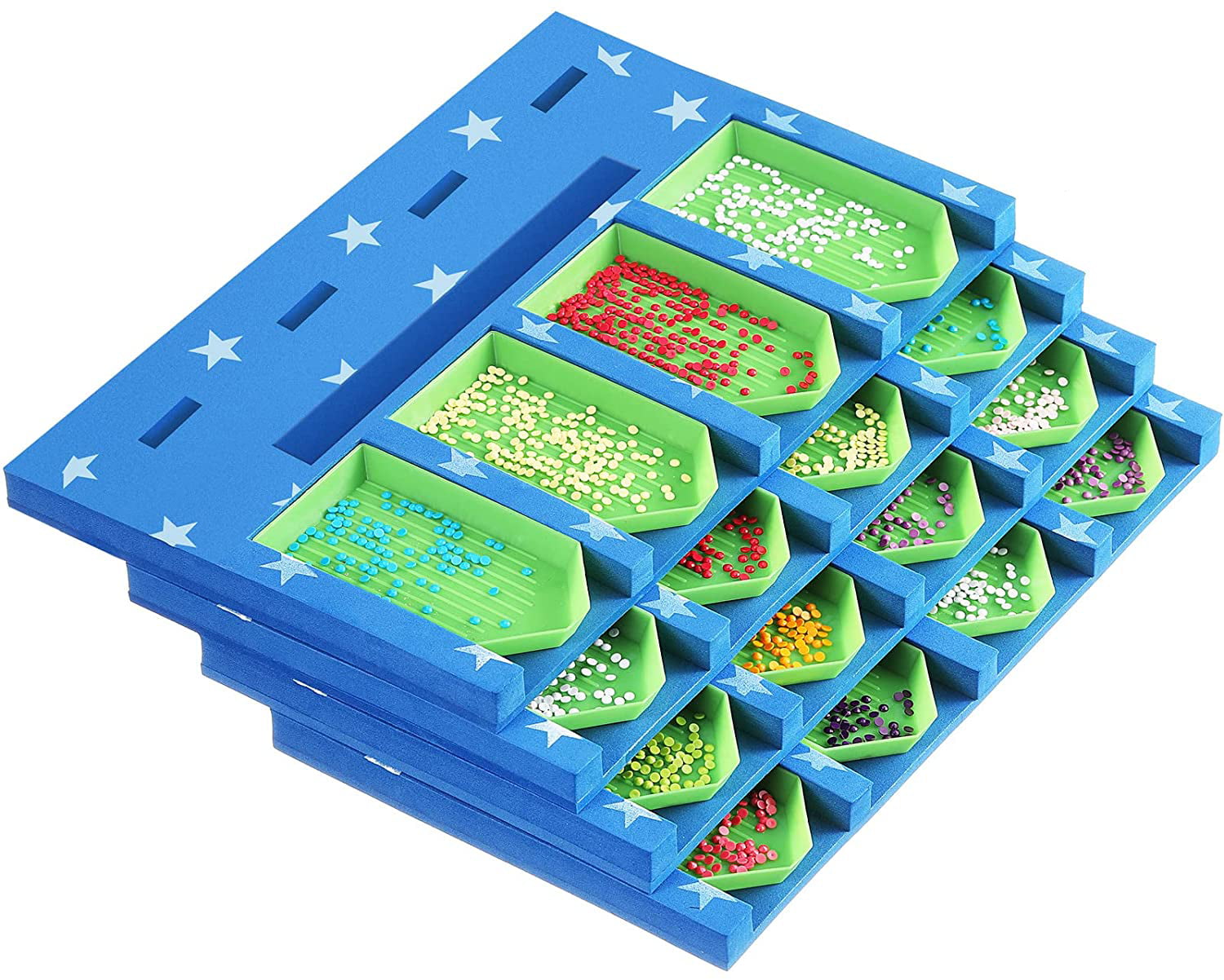 4 Pieces Diamond Paining Trays Storage Painting Drill Tray Organizer Diamond Painting Tool Accessories Multi-Boat Holder for Adults DIY Painting Crafts Blue 