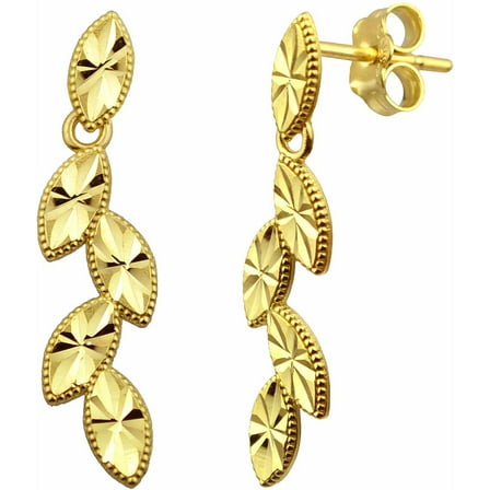 US GOLD 10kt Gold Cascading Leaf Design Stud Earrings