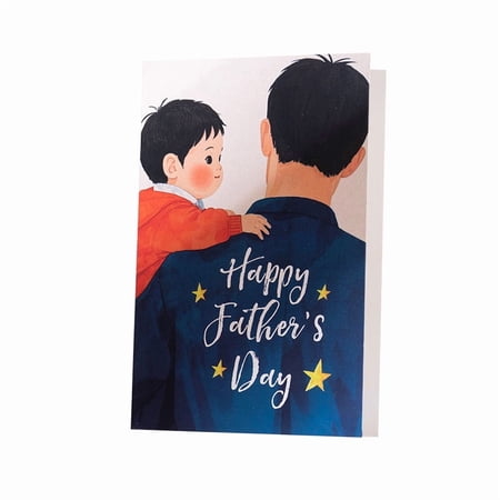 Happy Father s Day Card – Adorable Father and Son Design – Blank Inside Envelope Included – Perfect Greeting Card for Dads Step-Dads and Father Figures