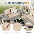 thumbnail image 7 of ELPOSUN 8 Piece Outdoor Sectional Conversation Sets , Wicker Patio Furniture Set，Gray PE Rattan Patio Sofa Set for Balcony, Porch, Backyard, Navy Blue, 7 of 7