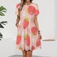 thumbnail image 2 of Strawberries Colorful Pink Red Green Sundress Short Sleeve Dress Summer Women Clothes Dress for Women Dresses, 2 of 7