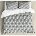 thumbnail image 1 of Jellyfish Duvet Cover Set King Size, Monochrome Pattern of Repeating Abstract Zentangle Ocean Creature, Decorative 3 Piece Bedding Set with 2 Pillow Shams, Charcoal Grey and White, by Ambesonne, 1 of 3