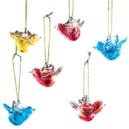 Christmas Tree Decorations Set Lighted Glass Dove Christmas Ornaments Set - Christmas Tree Peace Decorations, Color Changing, Safe LED Lights, 6 Pc ()
